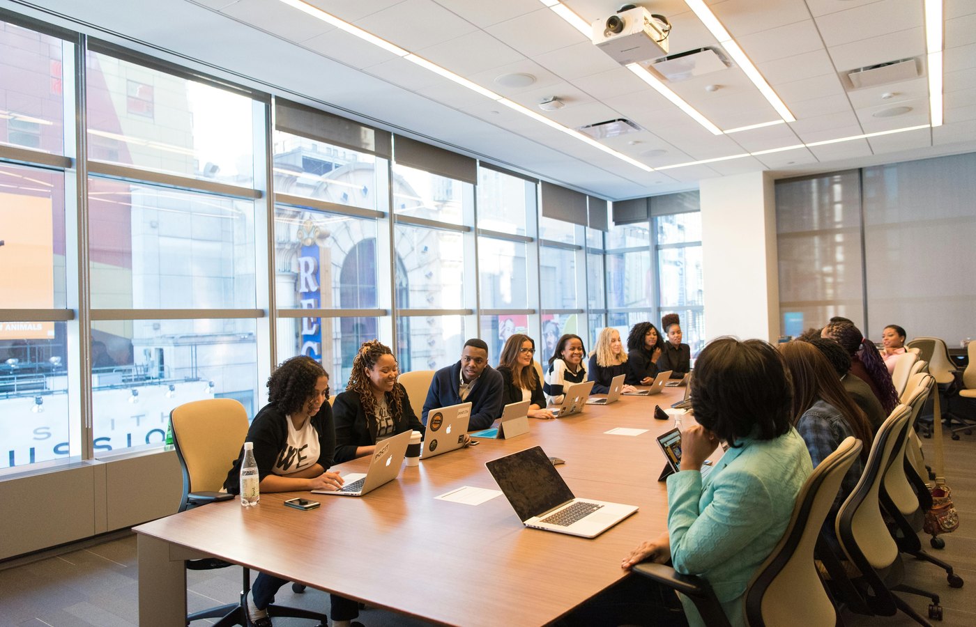 Professional team meeting at a conference table